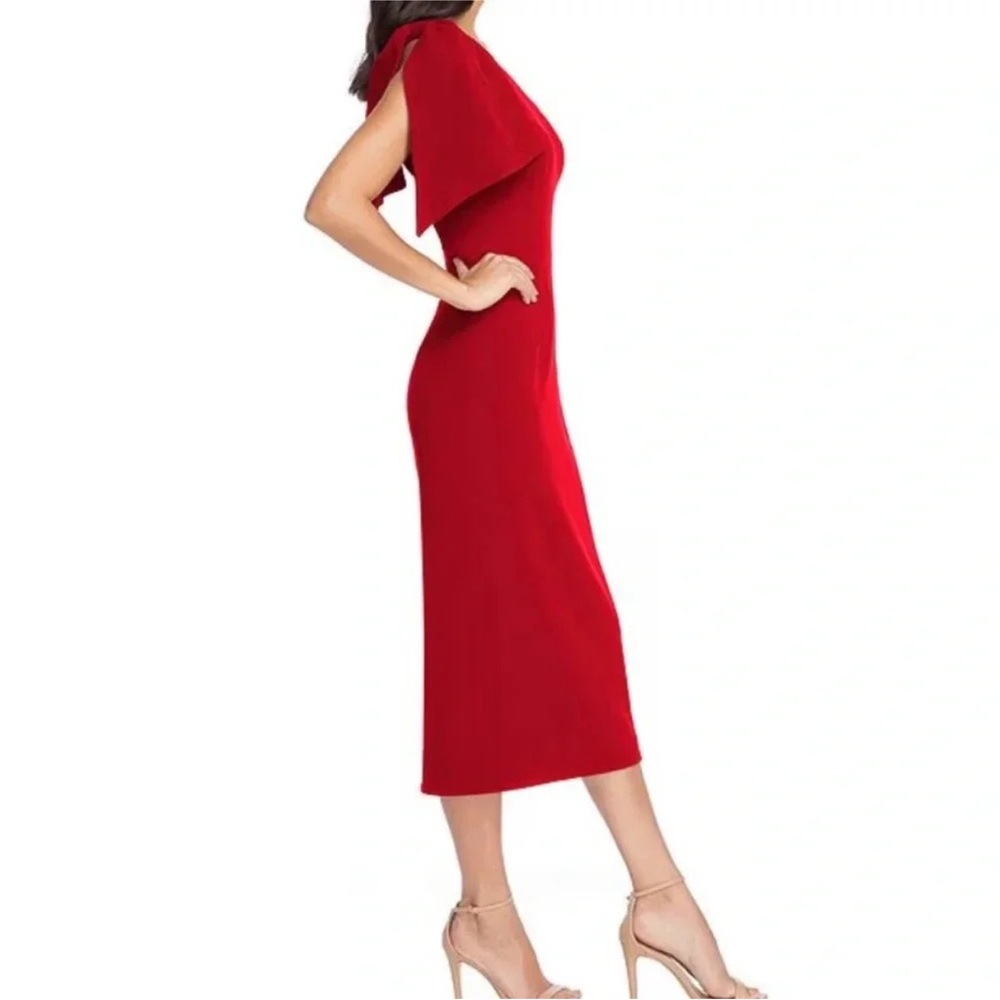 NWT Dress the Population Tiffany One-Shoulder Midi Dress Garnet Red Size XL - Picture 3 of 9
